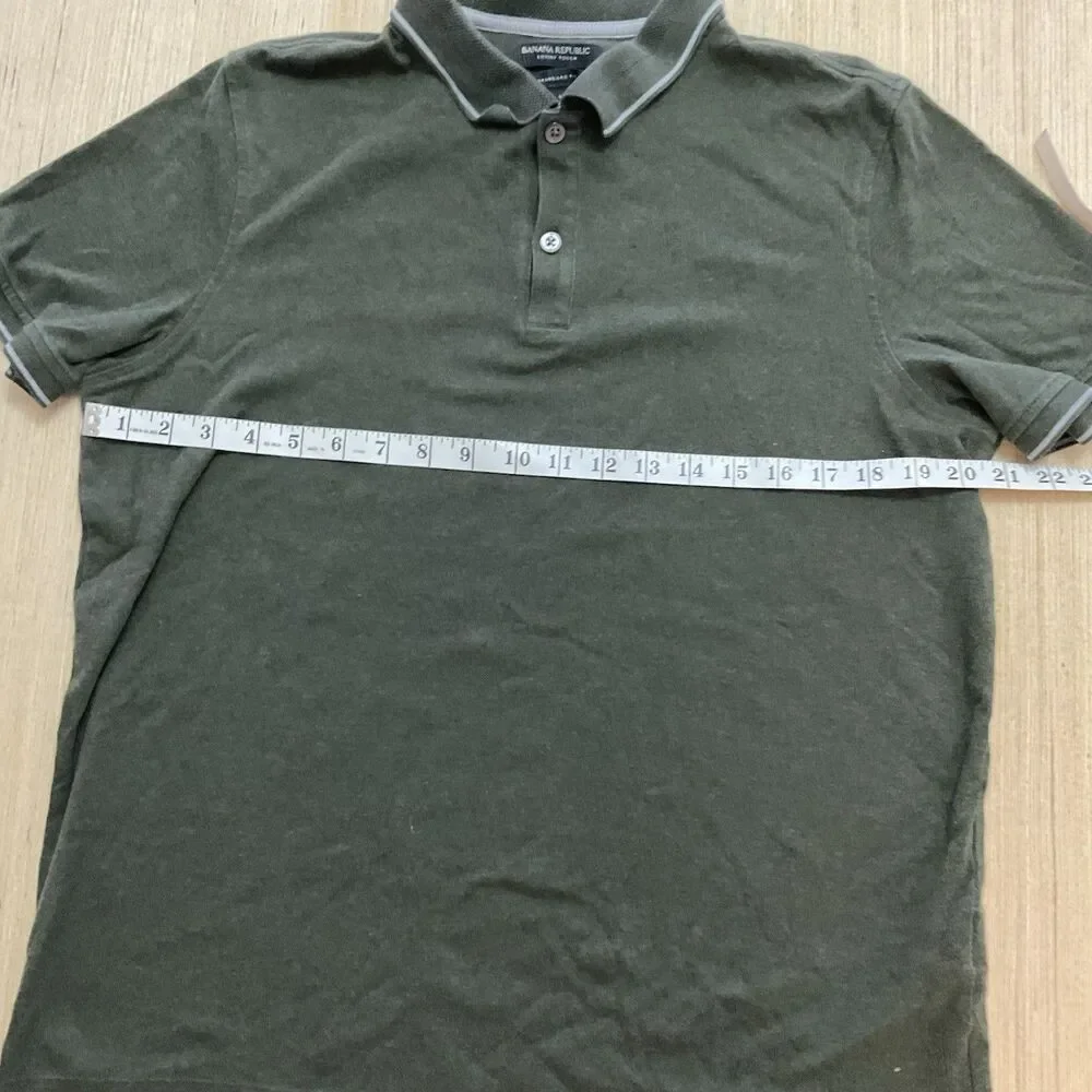 Banana Republic Luxe Touch Polo Shirt Short Sleeve Casual Top Olive Green Large